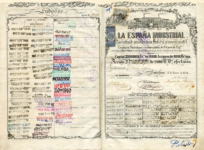 La Espana Industrial - Stock Certificate